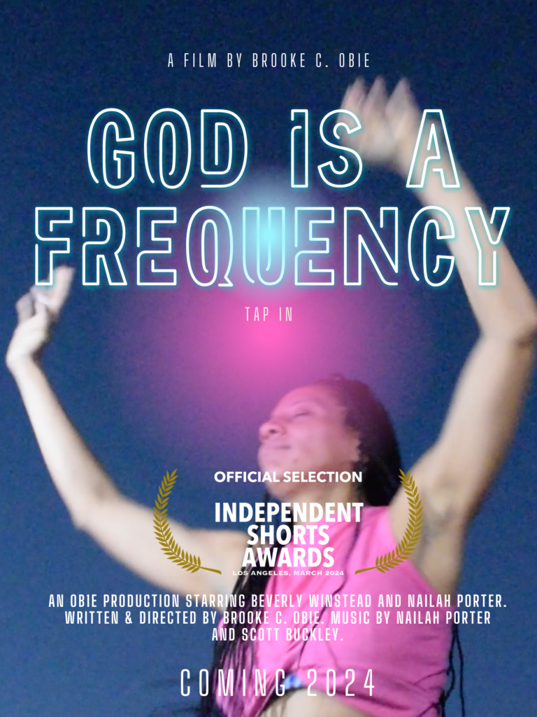 Official God Is A Frequency movie poster with Independent Shorts Awards official selection laurels